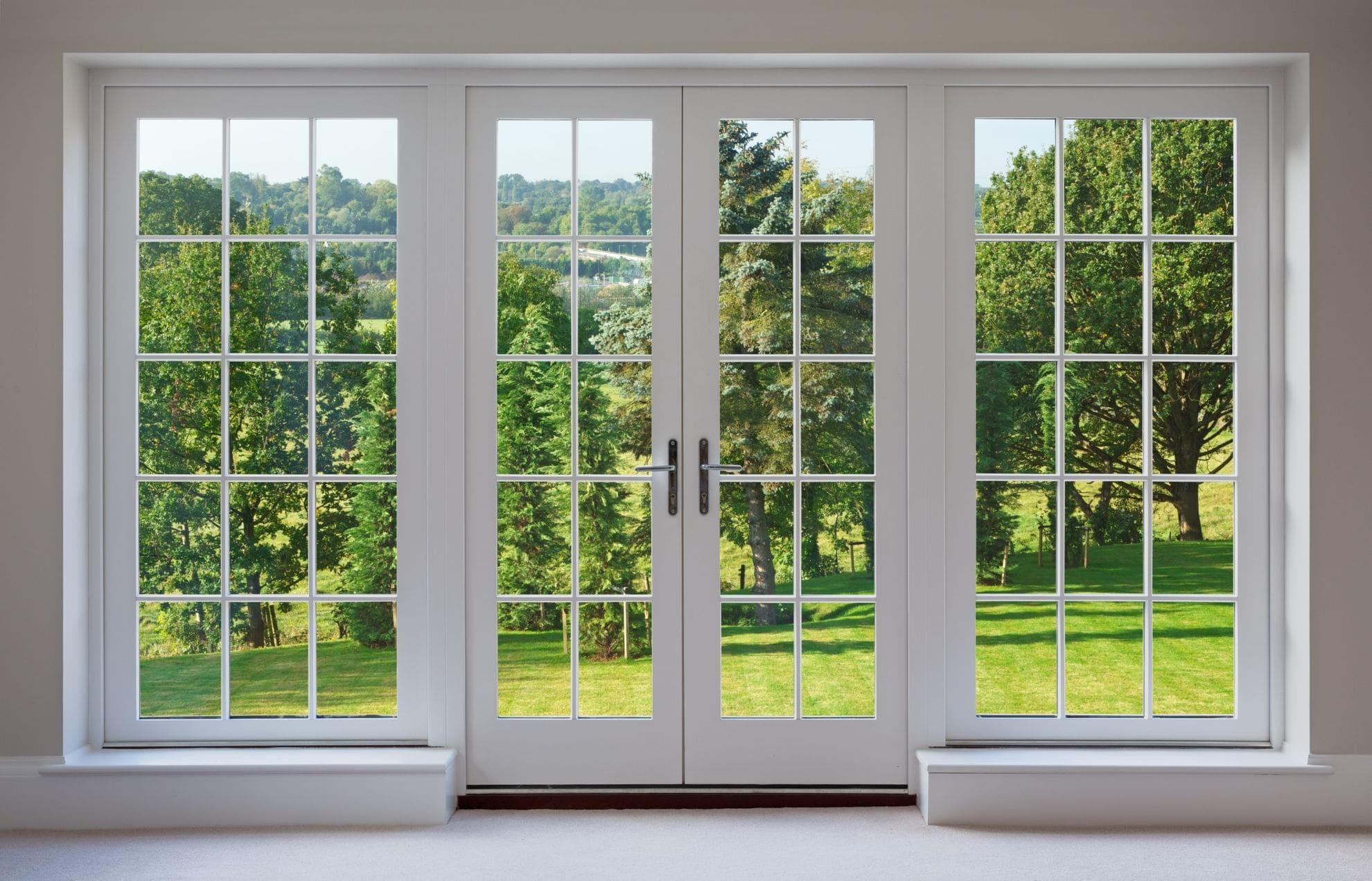 White uPVC French Windows Phair Windows and Doors, Leicester