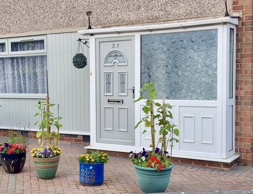 Porch and new front door installed for a home