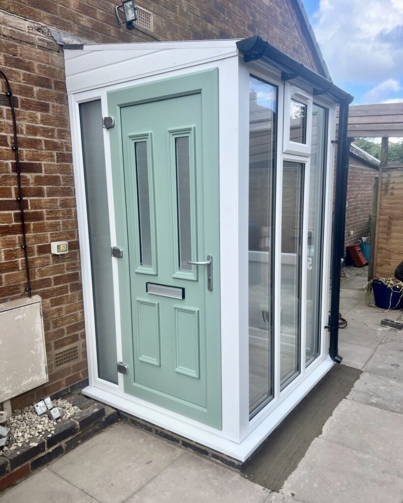 New porch with Chartwell green uPVC door