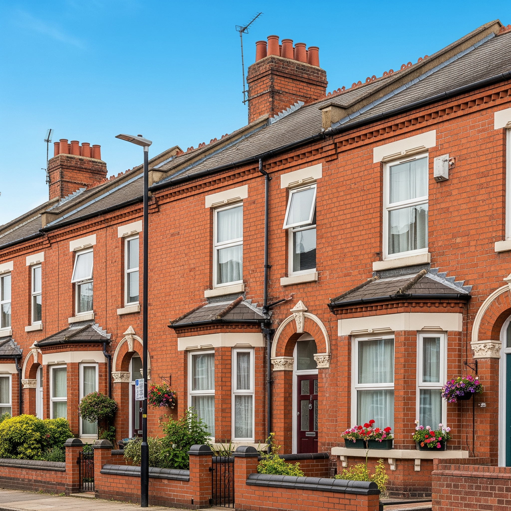 Terraced houses in Leicester, UK