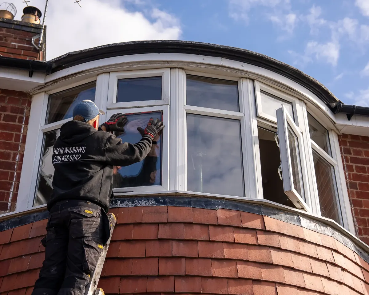 uPVC double glazed bay window installation in Leicestershire