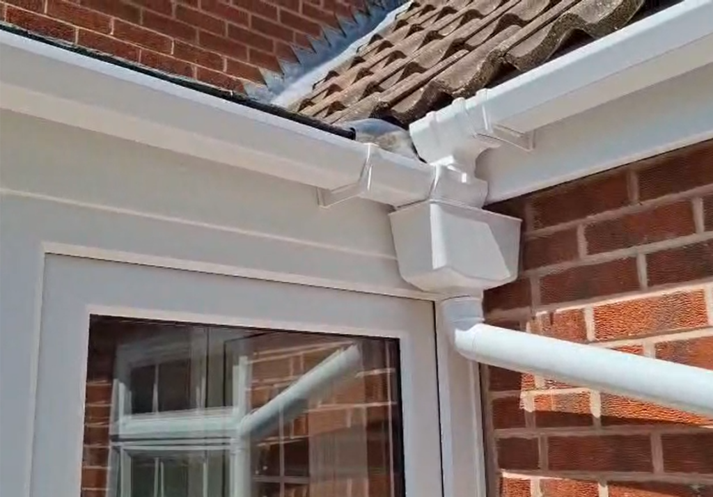Box guttering on new porch installation in Bushby, Leicestershire