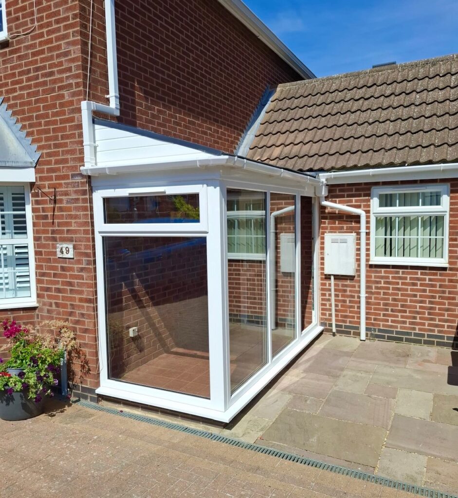 uPVC lean to tiled glass porch
