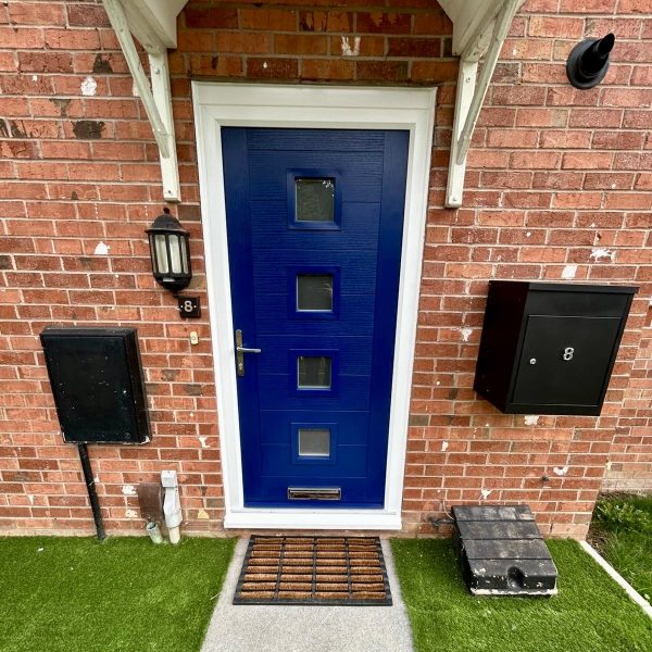 Blue composite door installation
