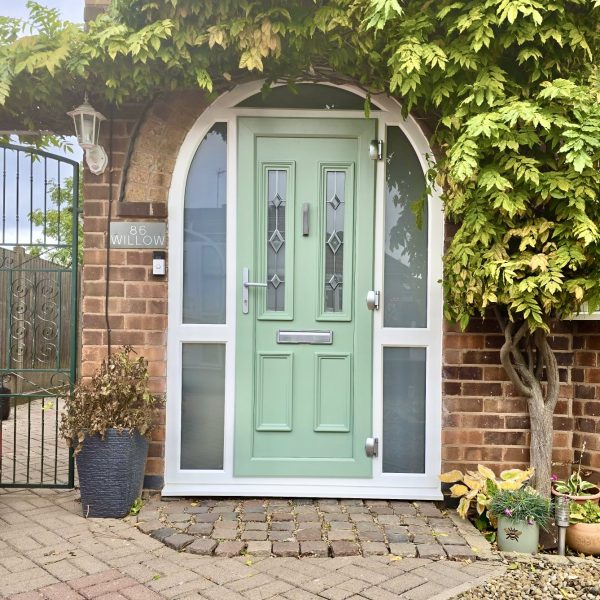 Chartwell Green uPVC Arch Door with Satin Glass Chartwell Green uPVC Arch Door with Satin Glass