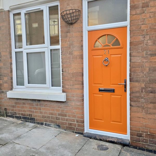 Custom colour red orange composite door