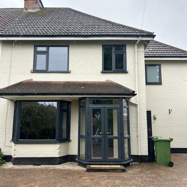 Full house uPVC windows in anthracite grey. Front porch and new uPVC capping on internal window sills