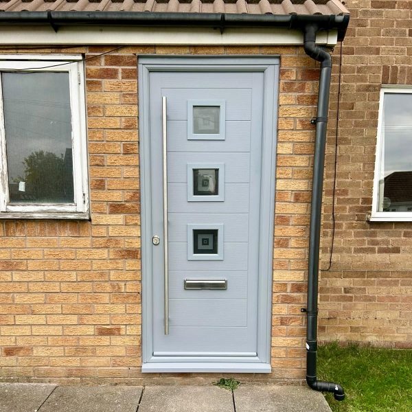Grey composite door installation in Leicester