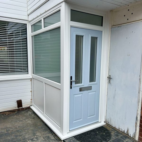 Replacement of porch and new composite door in Leicestershire