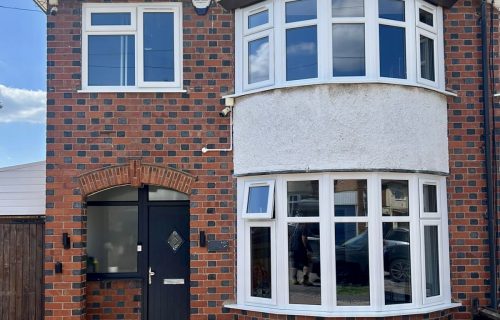 uPVC white bay installation in Leicestershire property uPVC white bay installation in Leicestershire property