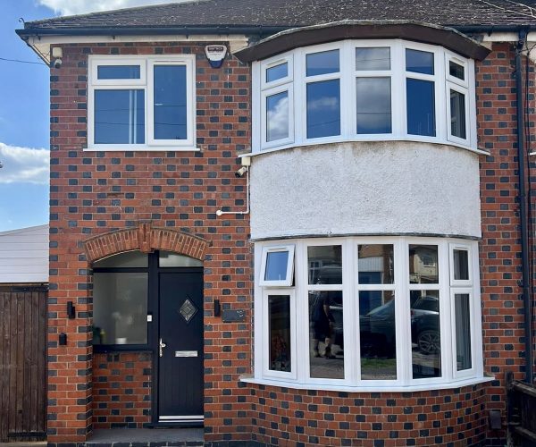 uPVC white bay installation in Leicestershire property uPVC white bay installation in Leicestershire property
