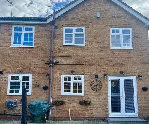 uPVC windows with Georgian bar and French door installation